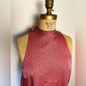 Anthropologie Maeve pink and black sleeveless blouse with bow tie medium